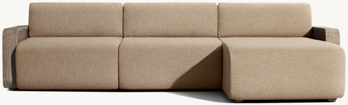 Santiago Teak Right-Arm Sofa-Chaise Sectional 