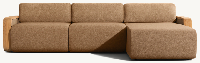 Santiago Teak Right-Arm Sofa-Chaise Sectional 