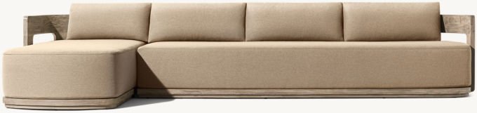 Bronte Teak Left-Arm Sofa-Chaise Sectional 