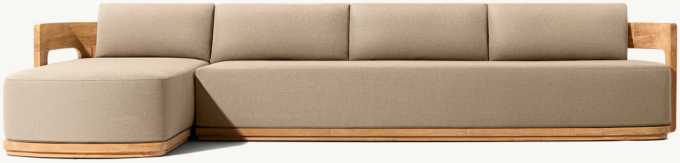 Bronte Teak Left-Arm Sofa-Chaise Sectional 