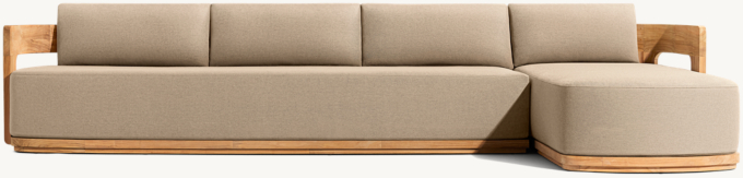 Bronte Teak Right-Arm Sofa-Chaise Sectional 