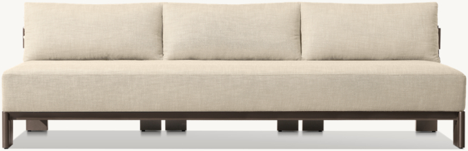 Front view of Matira Aluminum Armless Sofa   - Frame Only 