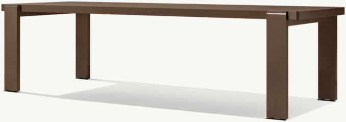 Three Quarter view of Vigo Aluminum Rectangular Dining Table  