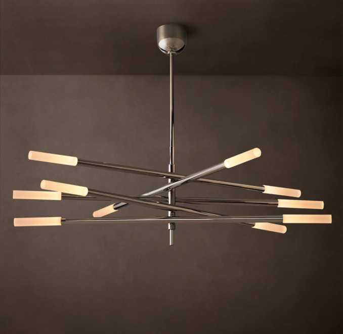50" chandelier shown in Polished Nickel.