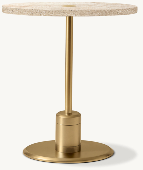 Side table shown in Italian Classico Travertine/Brushed Brass.