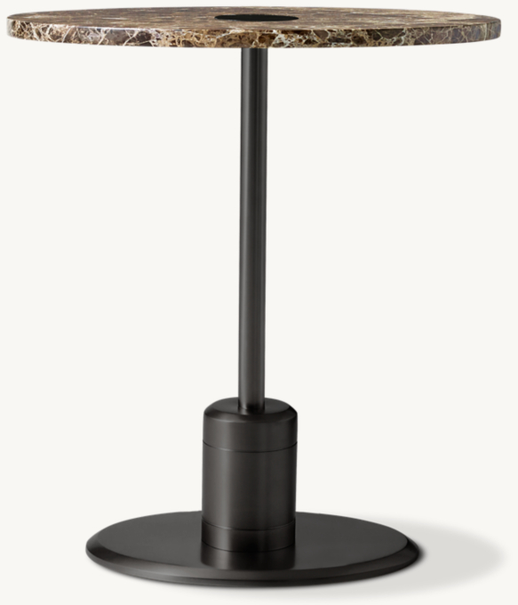 Side table shown in Brown Emperador Marble/Brushed Bronze.