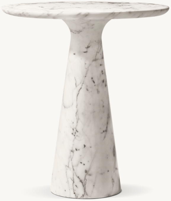 18" side table shown in Italian Arabescato Marble.