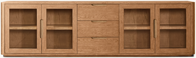 Breton Glass 4-Door Media Console with Drawers