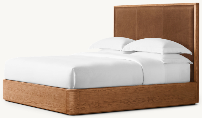 Breton Leather Panel Platform Bed