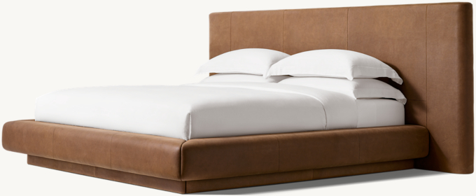 Mulholland Extended Fully Upholstered Leather Panel Bed