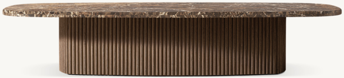 Front view of Mulholland Emperador Pedestal Coffee Table 