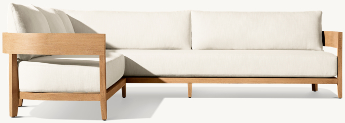 Shown in Natural Teak. Cushions (sold separately) shown in White Perennials&#174; Performance Textured Linen Weave. Left-arm L-sectional consists of 1 left-arm sofa and 1 right-arm return sofa.