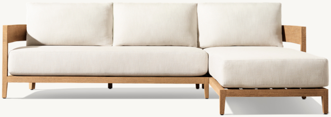 Balmain Teak Right-Arm Sofa Chaise Sectional