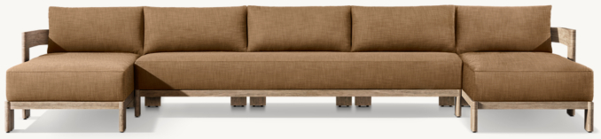 Front view of Matira Teak U-Chaise Sectional 