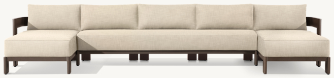 Front view of Matira Aluminum U-Chaise Sectional 