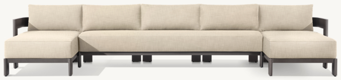 Front view of Matira Aluminum U-Chaise Sectional 