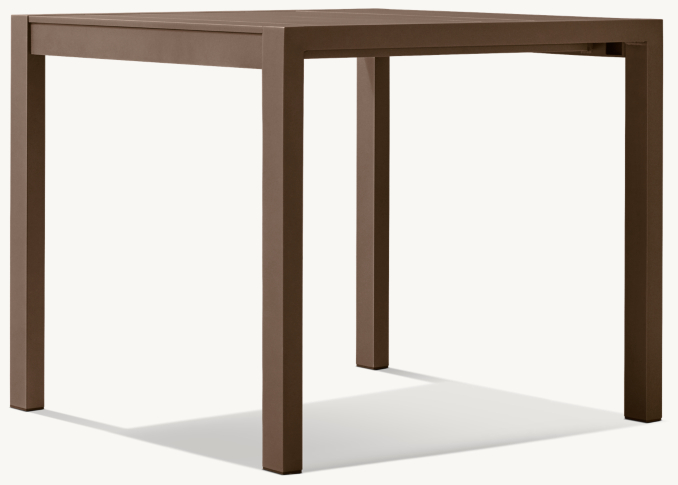 Three Quarter view of Aegean Aluminum Square Dining Table 