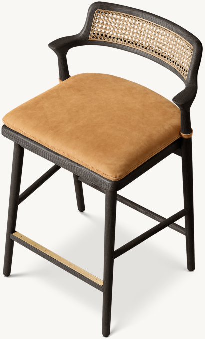 Three-Quarter High With Cushion view of Oskar Cane Bar & Counter Stool 