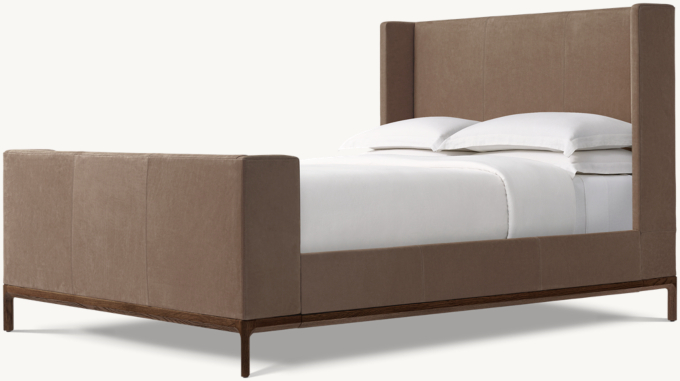 Padua Fully Upholstered Leather Shelter Bed with Footboard