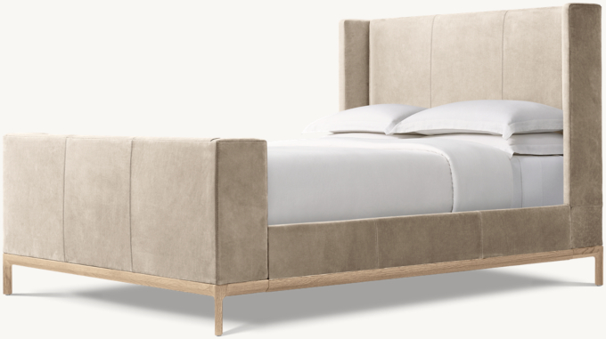 Padua Fully Upholstered Leather Shelter Bed with Footboard