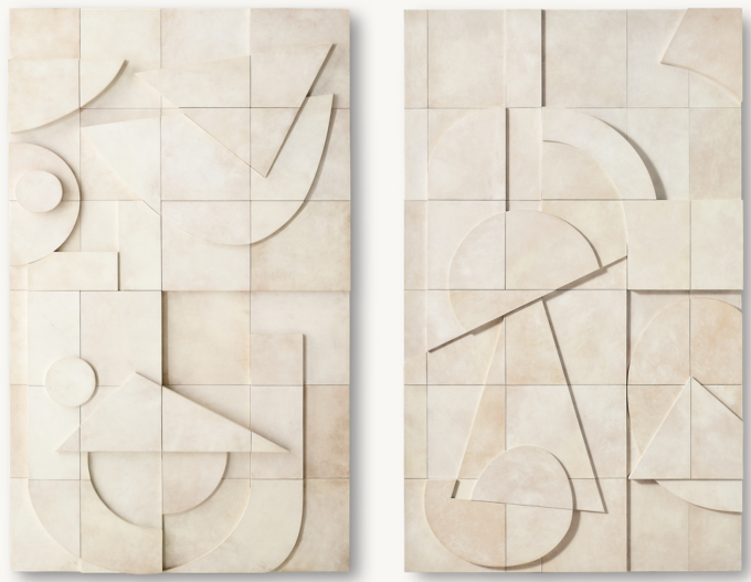 CUBIST PARCHMENT WALL PANELS I-II