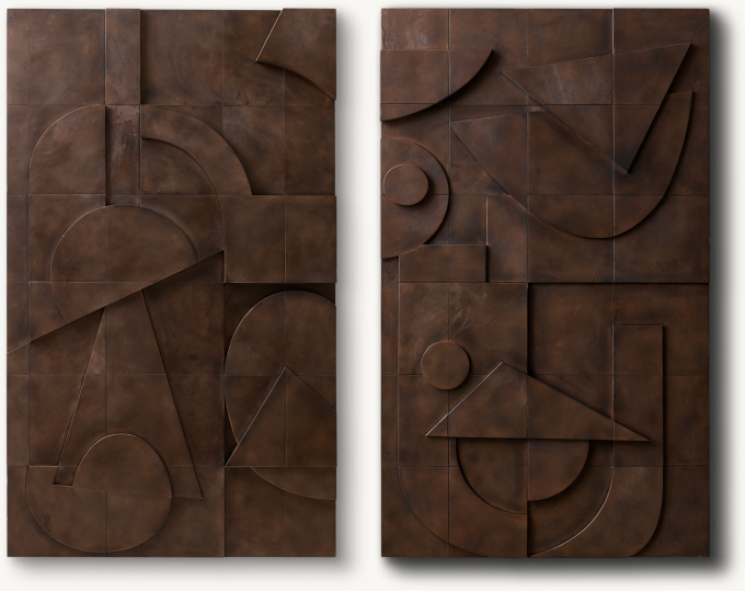 CUBIST PARCHMENT WALL PANELS I-II