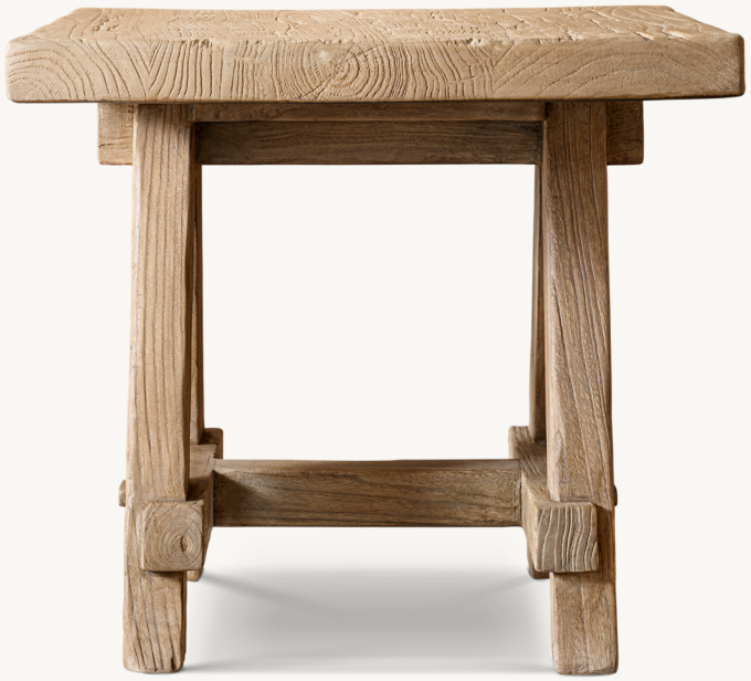 Reclaimed Elm Sawhorse Square Side Table