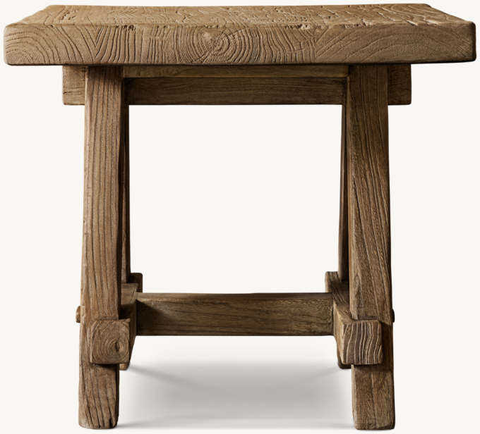 Reclaimed Elm Sawhorse Square Side Table