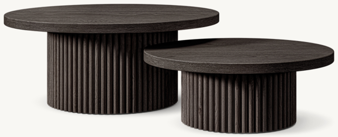 Small set (includes 1 small and 1 medium table) shown in Black Oak.