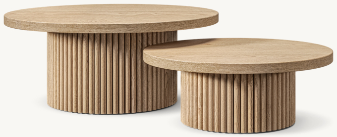 Small set (includes 1 small and 1 medium table) shown in Greige Oak.