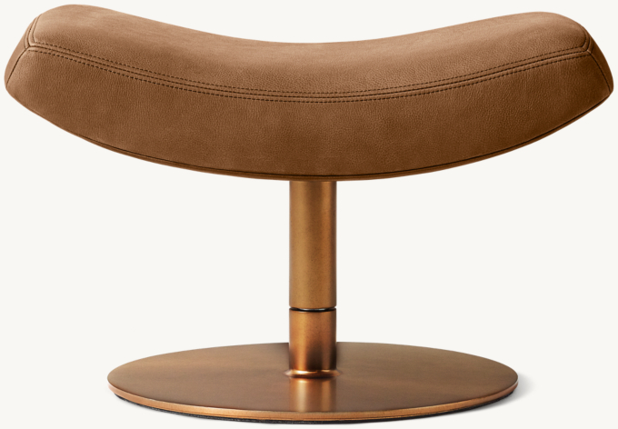 Front view of Lucio Leather Swivel Ottoman 