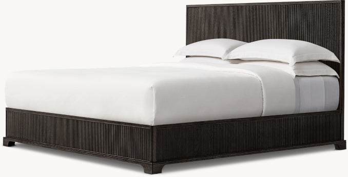 Vue de Trois Quarts - Genevieve - Lit Avec Tête de Lit Reeded - Chêne Noir