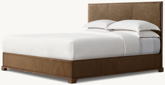 Heve ツイードジレ Genevieve Reeded Leather Panel Bed | RH