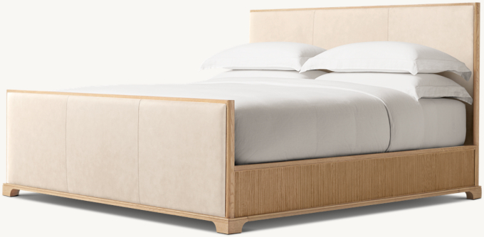 Genevieve Reeded Leather Panel Bed with Footboard