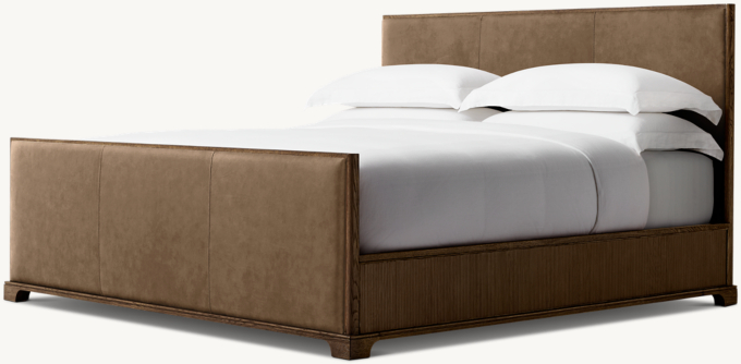 Genevieve Reeded Leather Panel Bed with Footboard