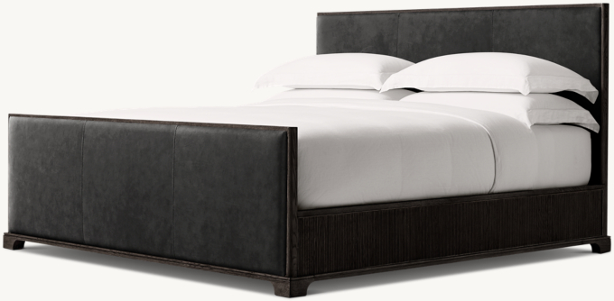 Genevieve Reeded Leather Panel Bed with Footboard