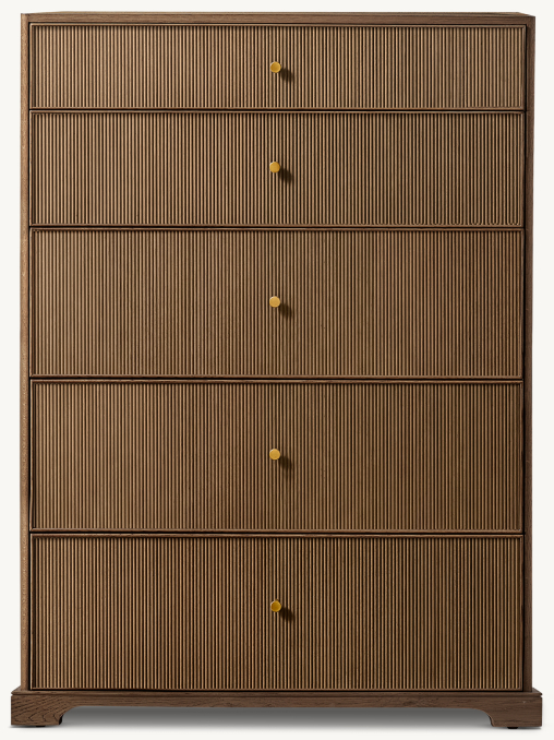 Front view of Genevieve Reeded 5-Drawer Narrow Dresser 