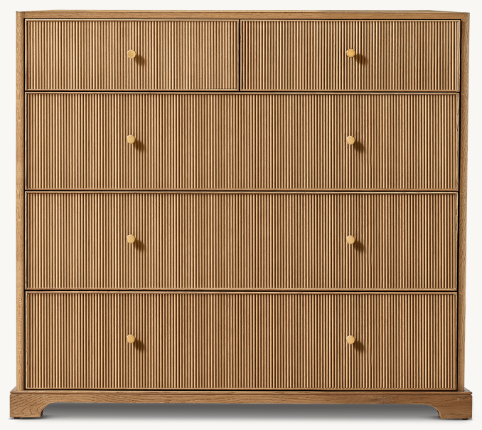 Front view of Genevieve Reeded 5-Drawer Dresser
