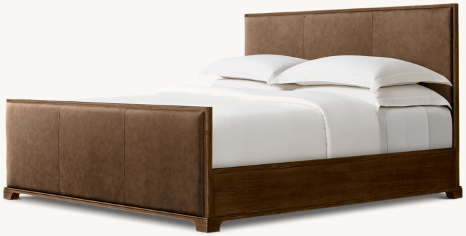 Genevieve Leather Panel Bed with Footboard