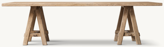 Reclaimed Elm Sawhorse Rectangular Dining Table