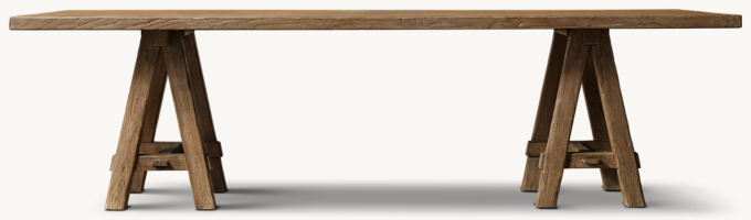 Reclaimed Elm Sawhorse Rectangular Dining Table