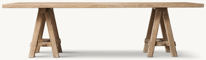 Reclaimed Elm Sawhorse Rectangular Dining Table - Thumbnail 2