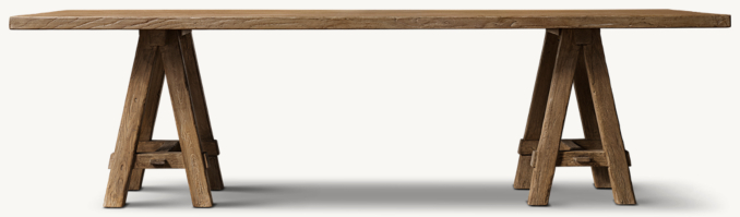 Reclaimed Elm Sawhorse Rectangular Dining Table