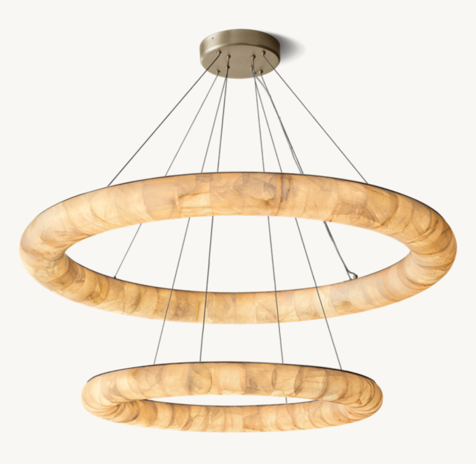 Front view of Rivage Lisse Two-Tiered Round Chandelier 61" 