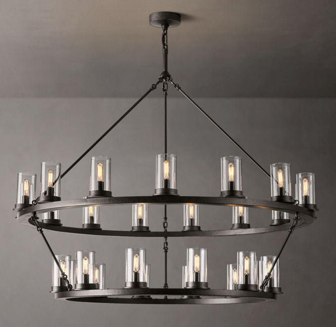 Ondra Round Two-Tier Clear Glass Chandelier 48\"
