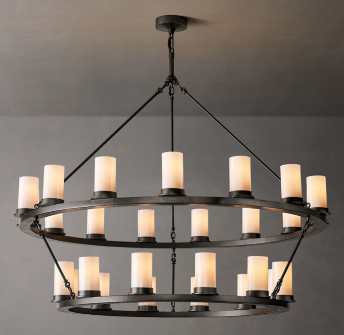 Ondra Round Two-Tier Milk Glass Chandelier 48\"