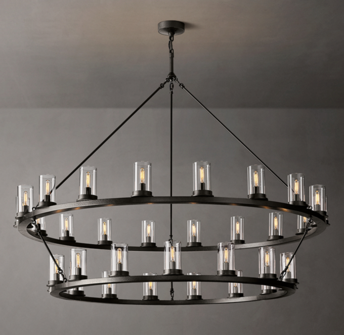 Ondra Round Two-Tier Clear Glass Chandelier 60\"