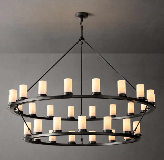 Ondra Round 2-Tier Milk Glass Chandelier 60\"