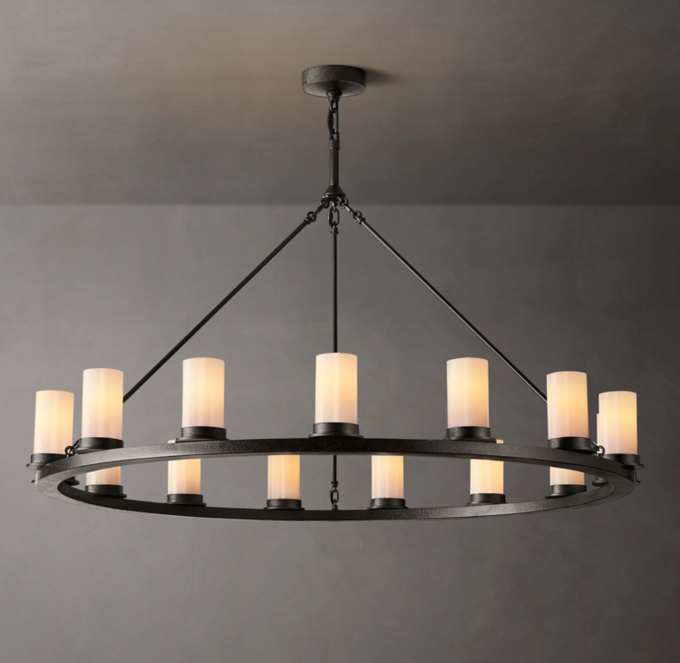 Ondra Round Milk Glass Chandelier 48\"