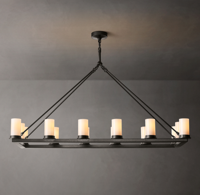 Ondra Linear Milk Glass Chandelier 52\"